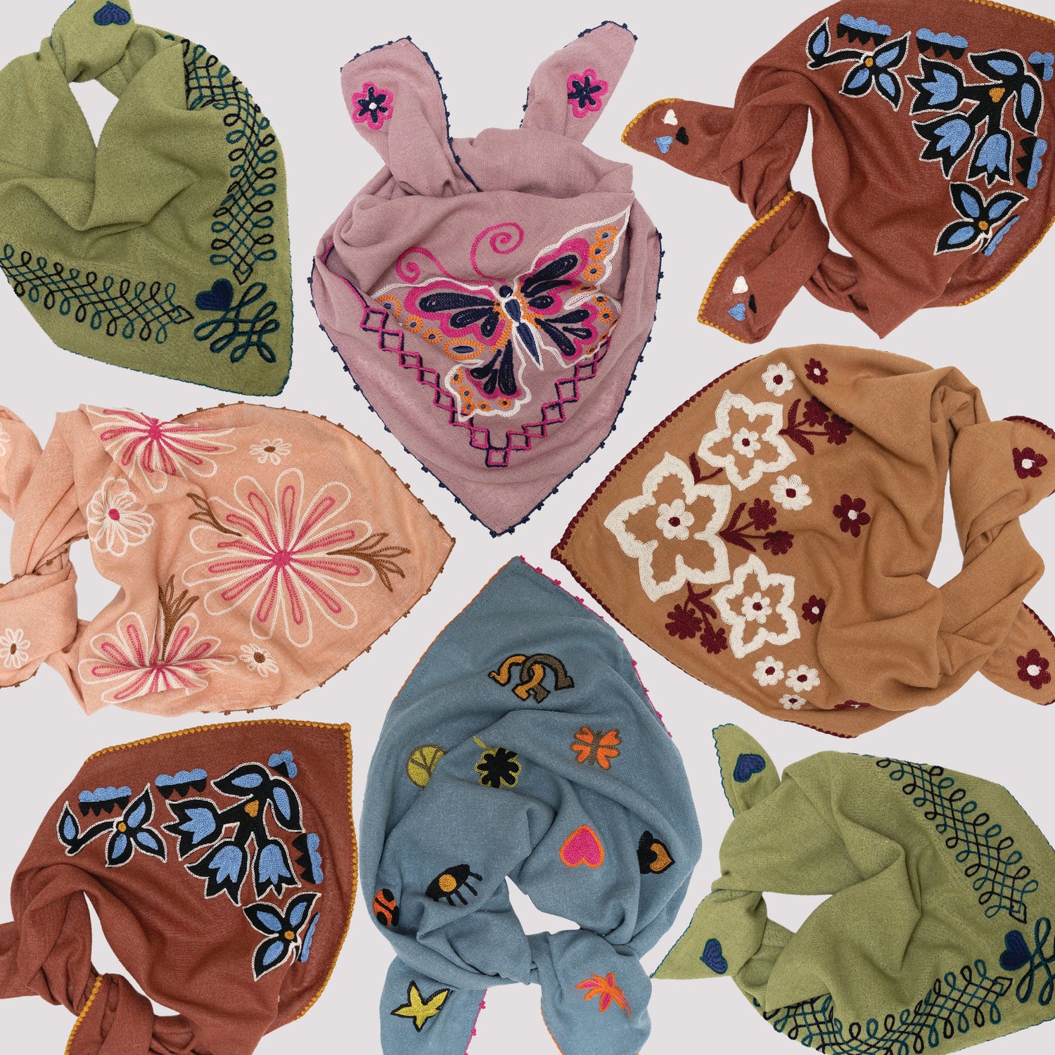 Chainstitch Silk Noil Bandanas
