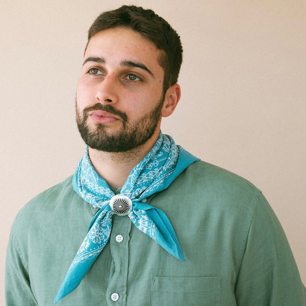 Cotton Rosey Bandana | Faded Blue