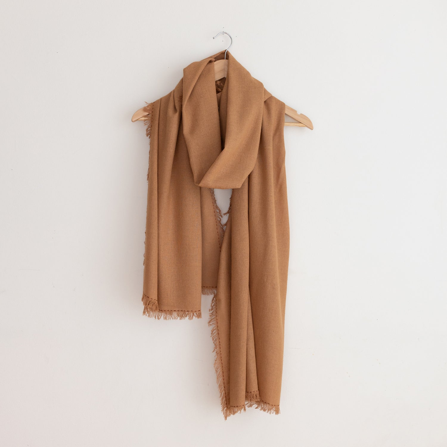 Silk Noil Wrap Scarf | Caramel