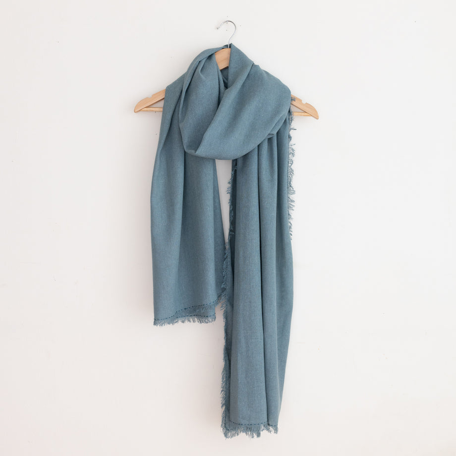 Silk Noil Wrap Scarf | Woad Blue – lastchancetextiles