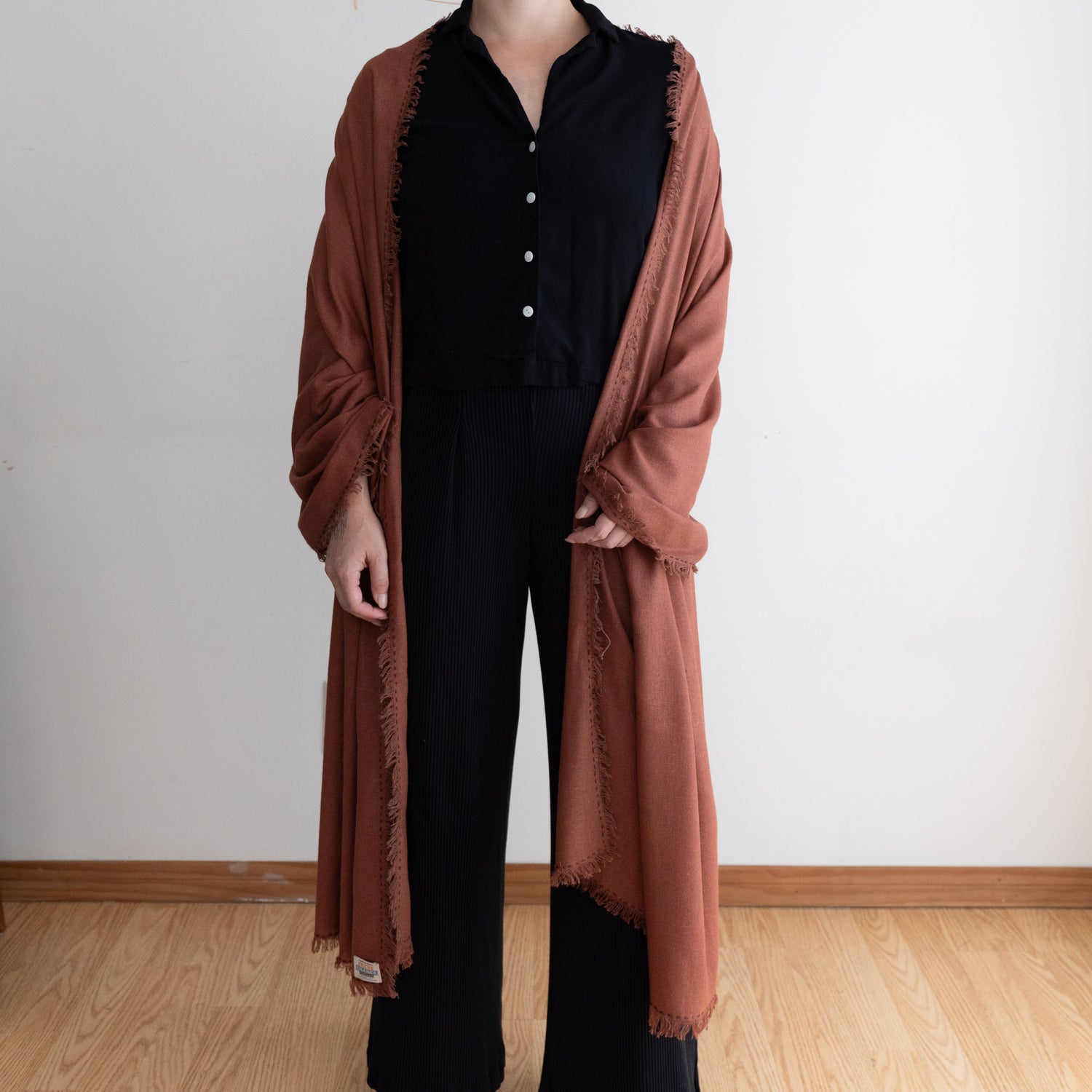 Silk Noil Wrap Scarf | Redwood