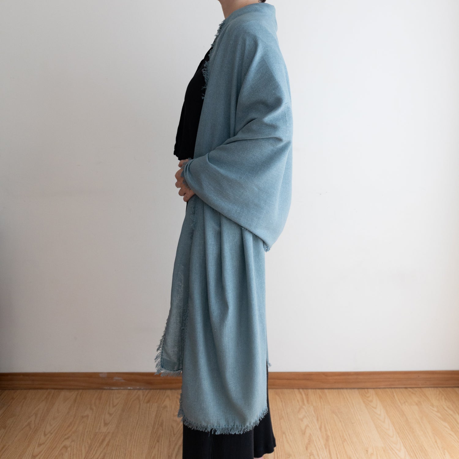 Silk Noil Wrap Scarf | Woad Blue