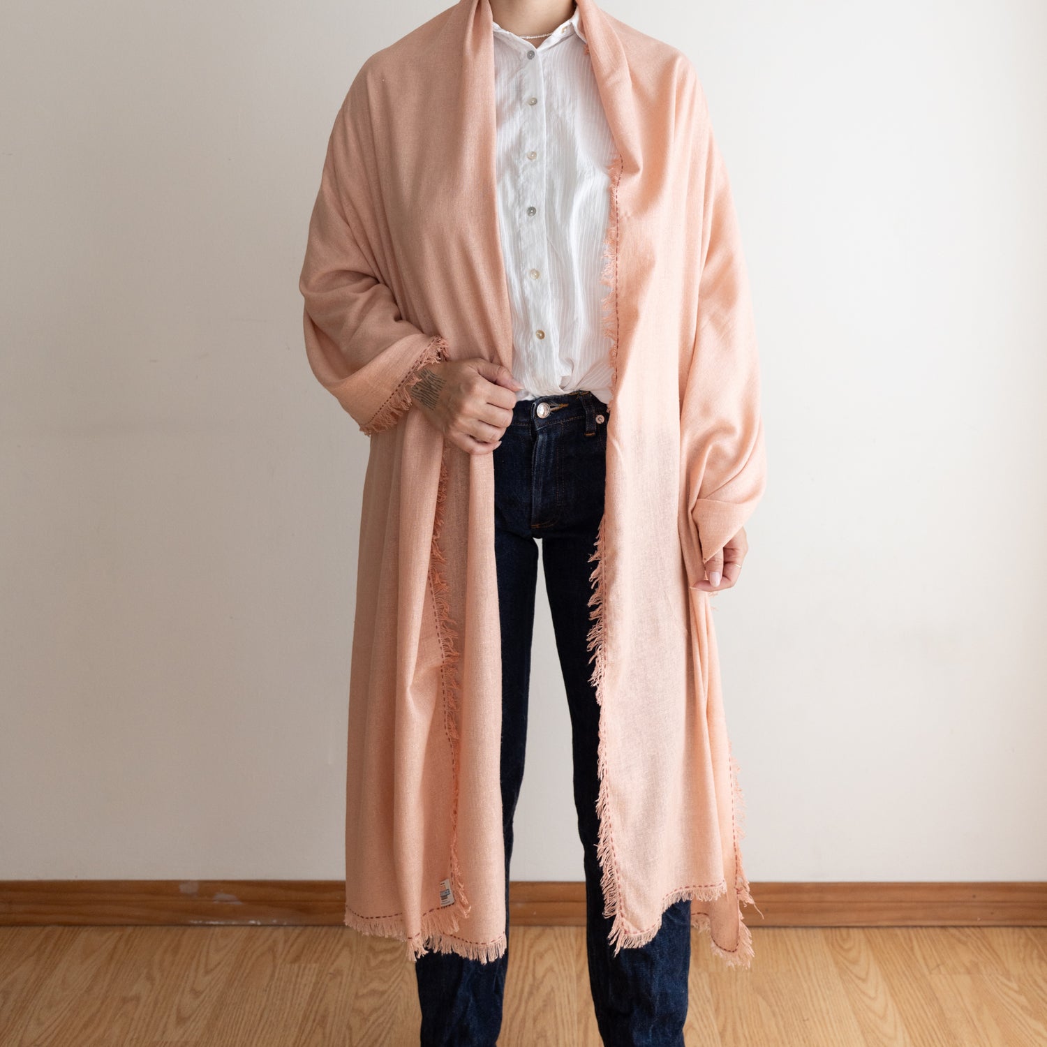 Silk Noil Wrap Scarf | Ash Pink