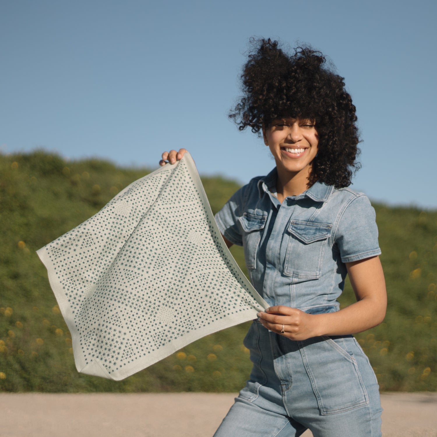 Natural Dye Silk Bandana | Eggshell Starry