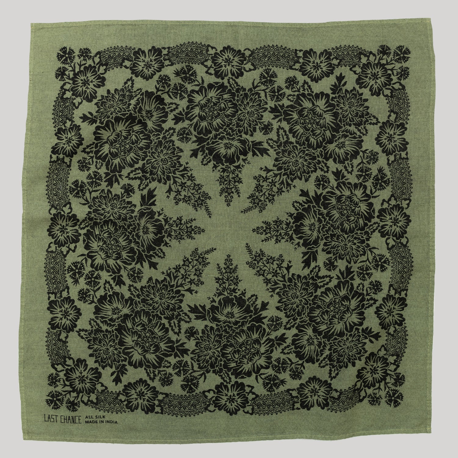 Natural Dye Silk Bandana | Grass Green