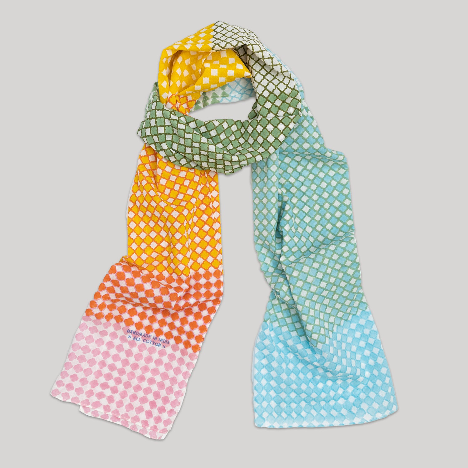 Blockprint Cotton Stole- Franny in Tulip