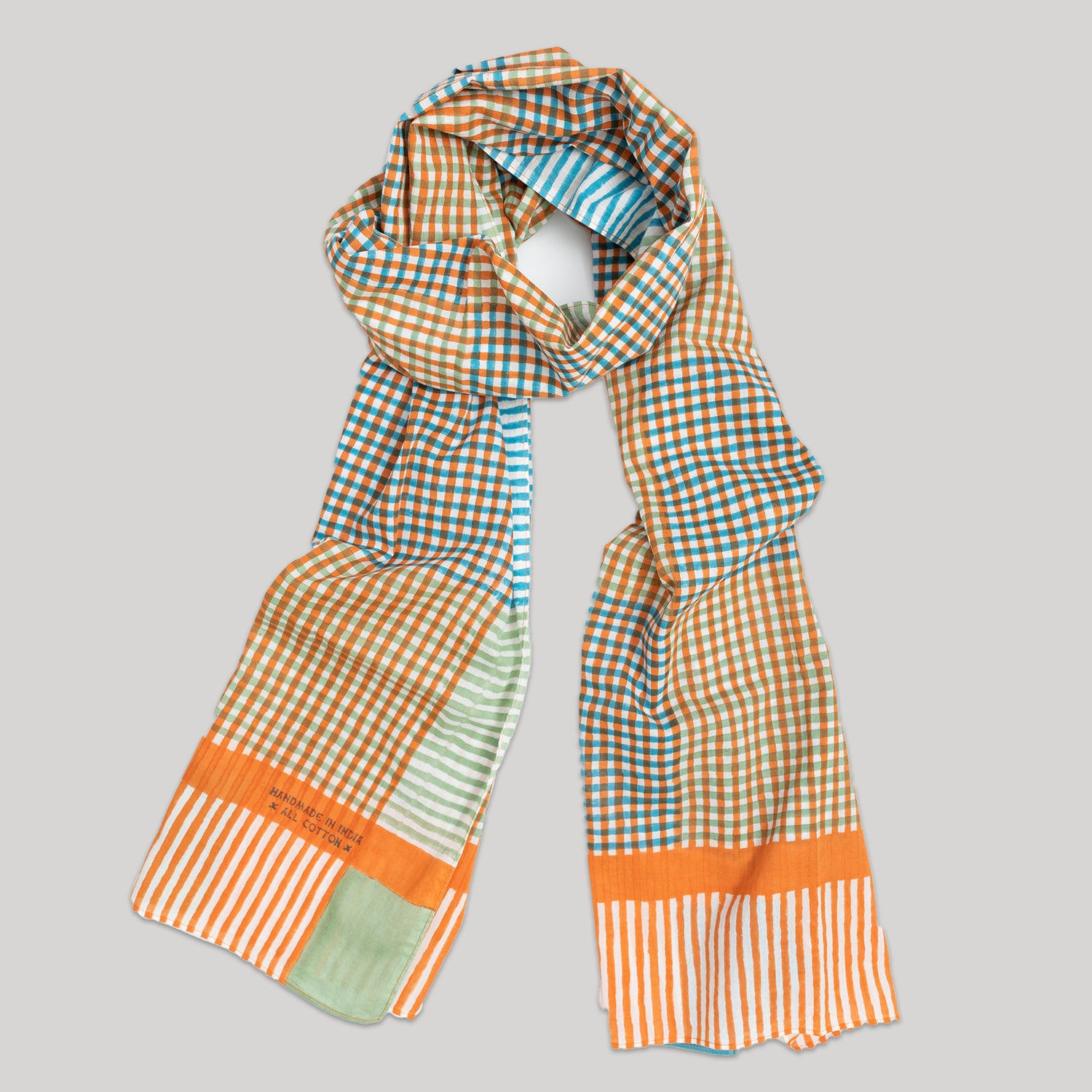 Blockprint Cotton Stole- Roger in Picnic