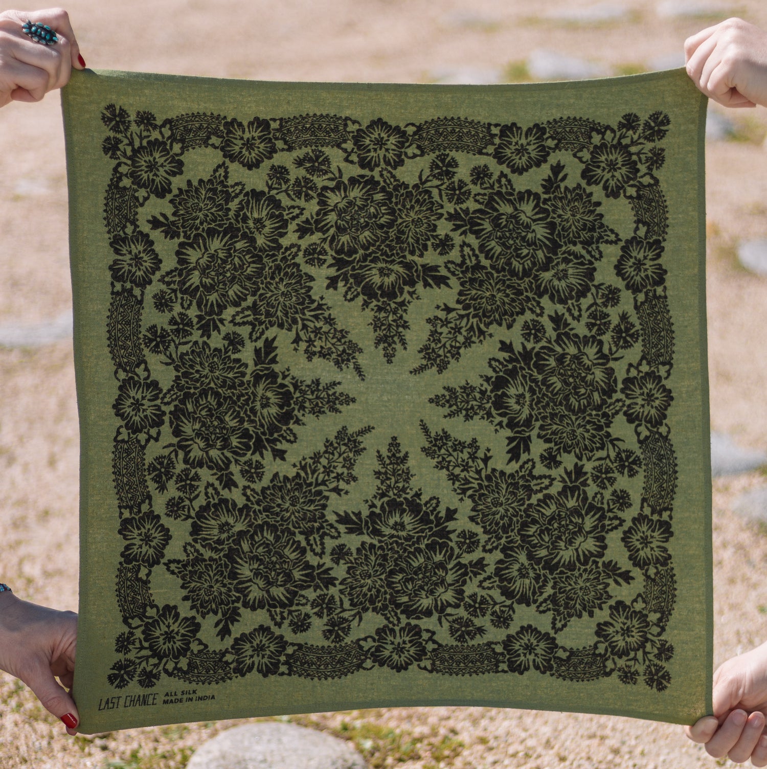 Natural Dye Silk Bandana | Grass Green