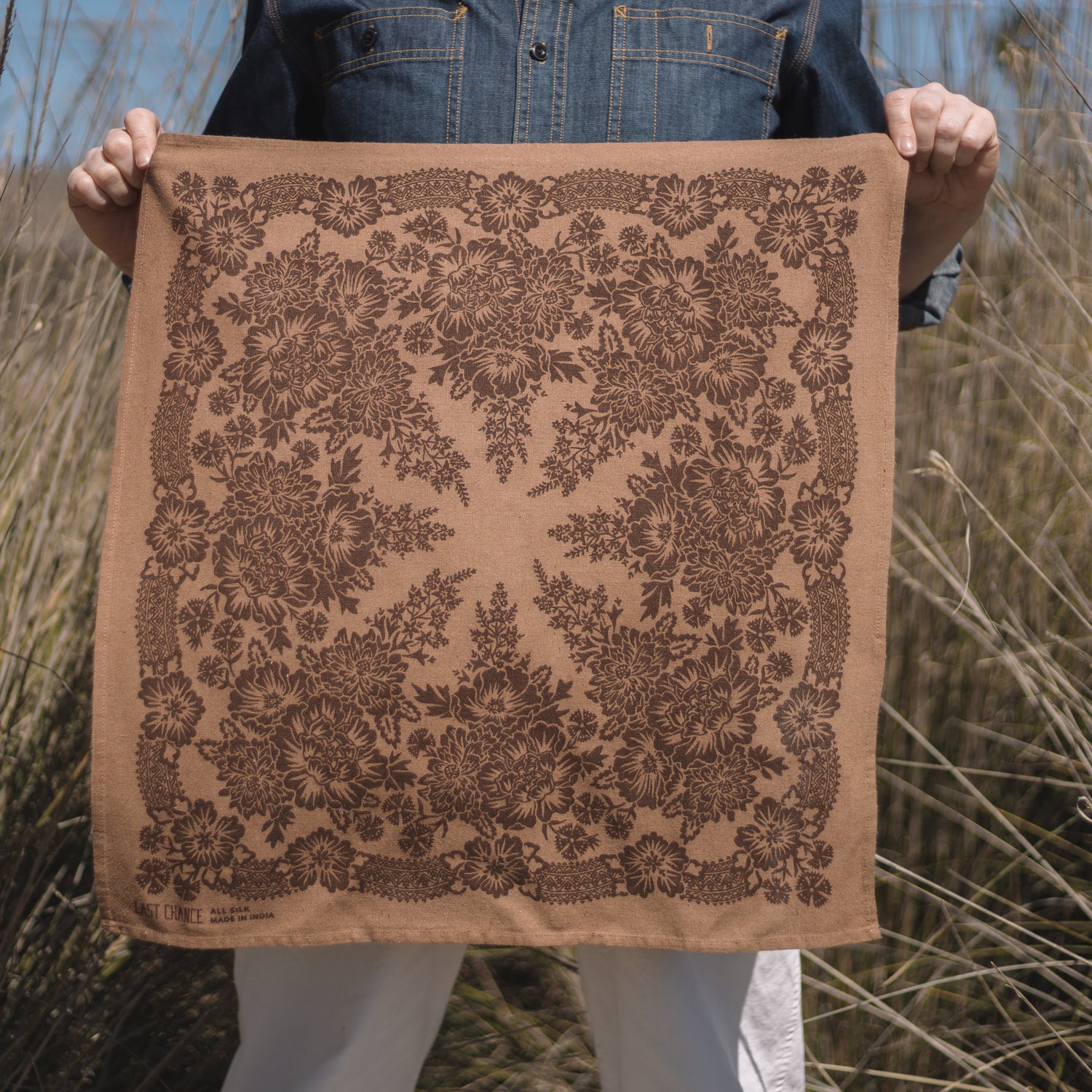 Natural Dye Silk Bandana | Brazil Nut Brown