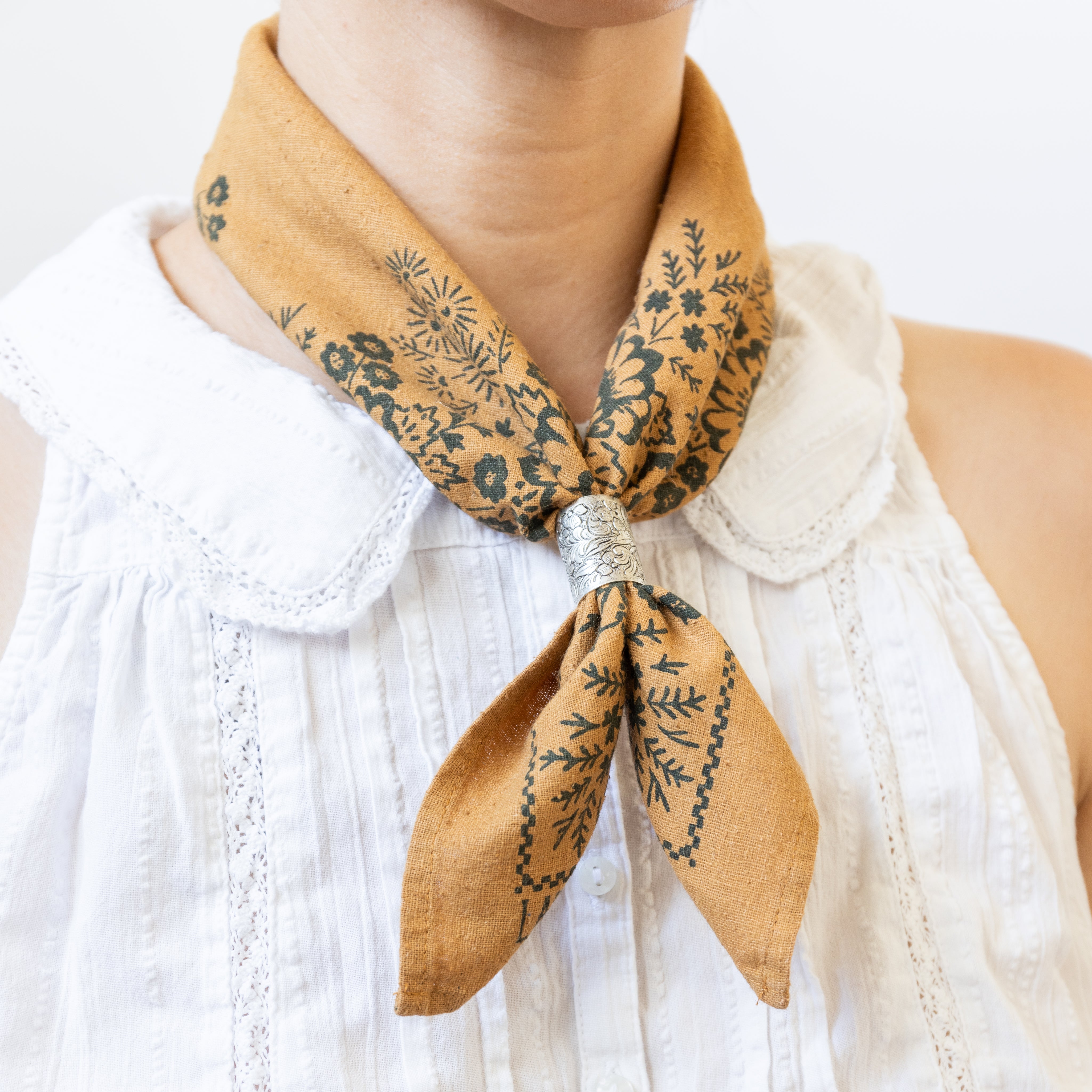 Natural Dye Silk Bandana Ochre – lastchancetextiles