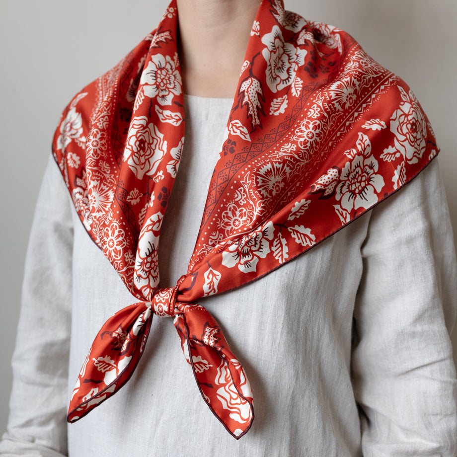 Silk Twill Scarf Rosey in Red Hot - Main Image