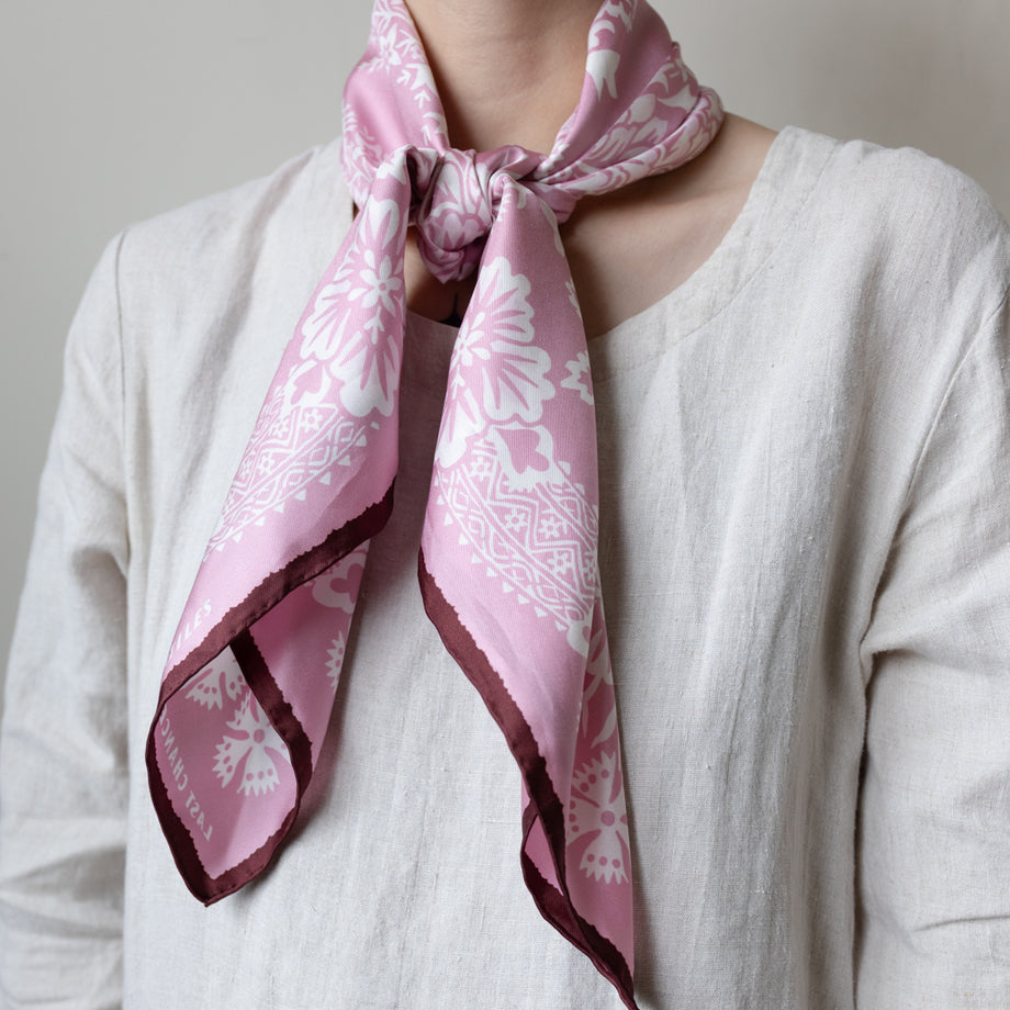 Silk Twill Scarf - Blossom in Rose Pink – lastchancetextiles