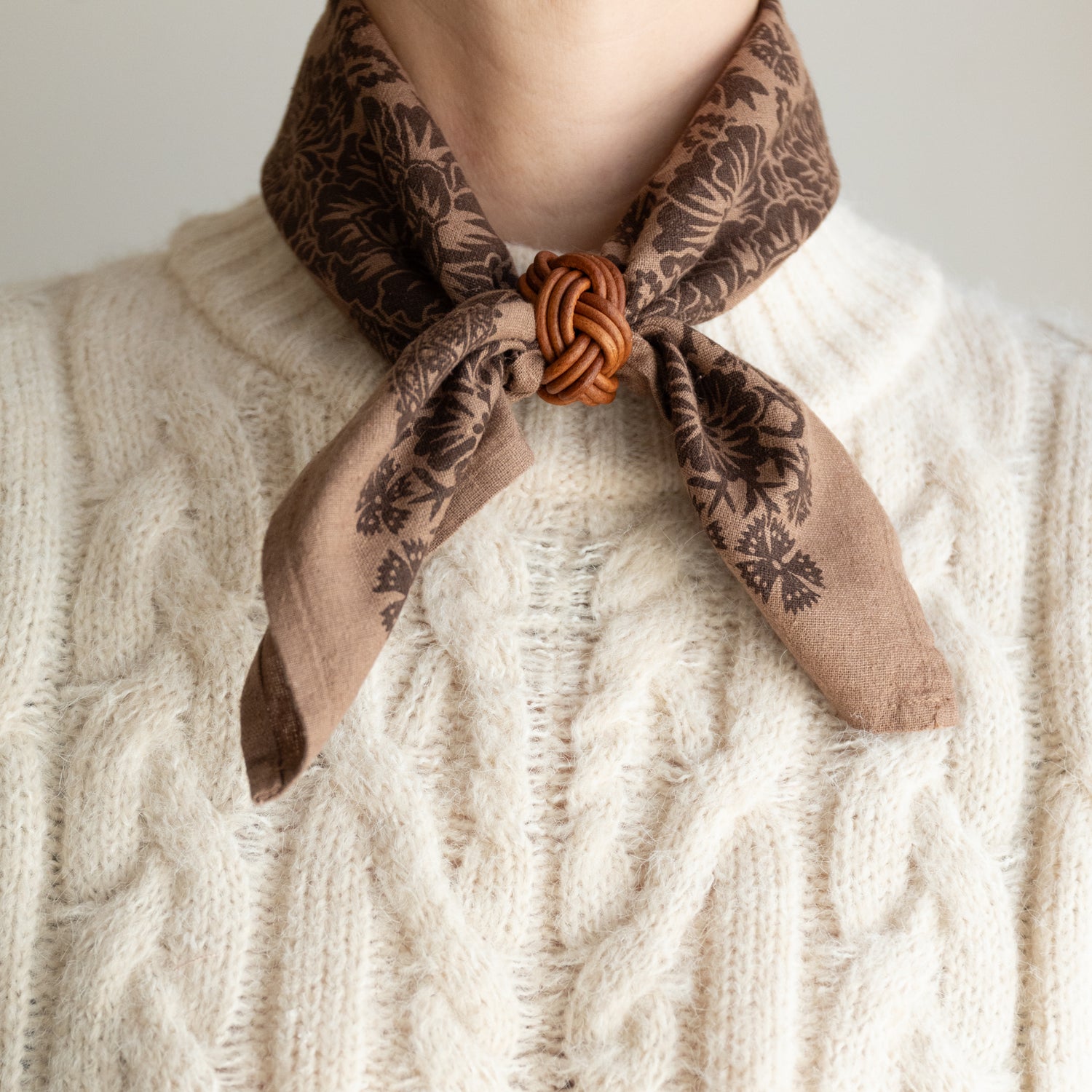 Natural Dye Silk Bandana | Brazil Nut Brown