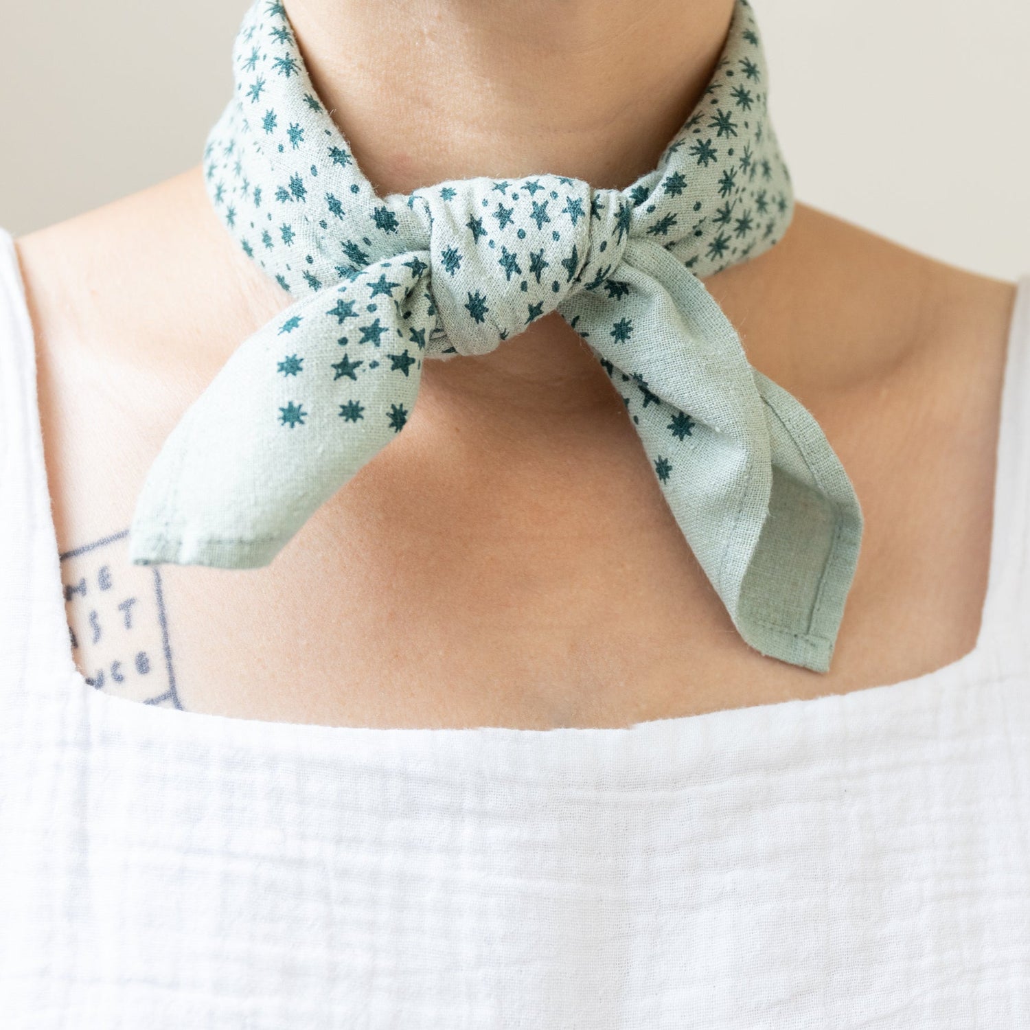 Natural Dye Silk Bandana | Eggshell Starry