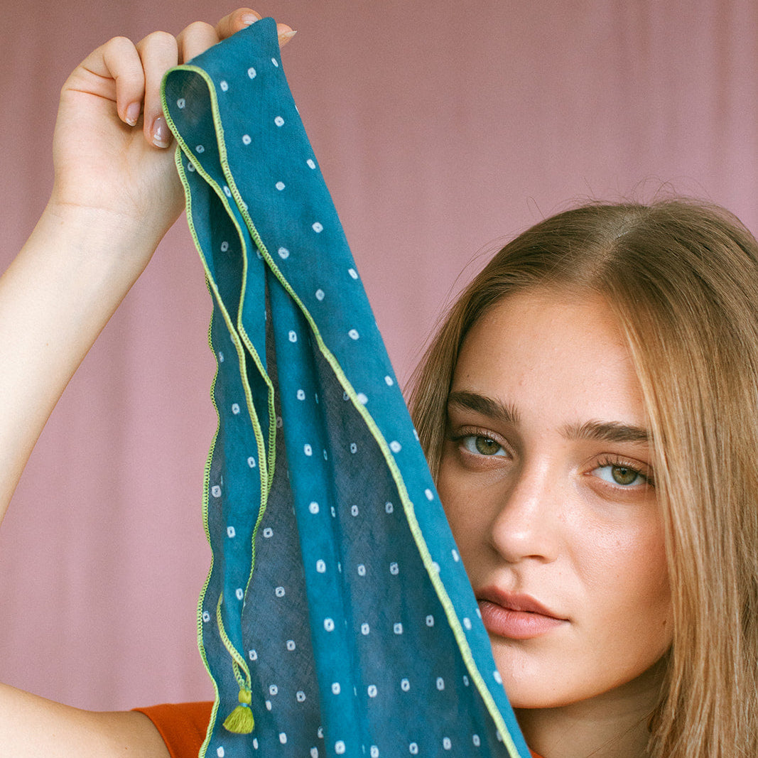 The OG Polka Dot Scarf | Woad Blue