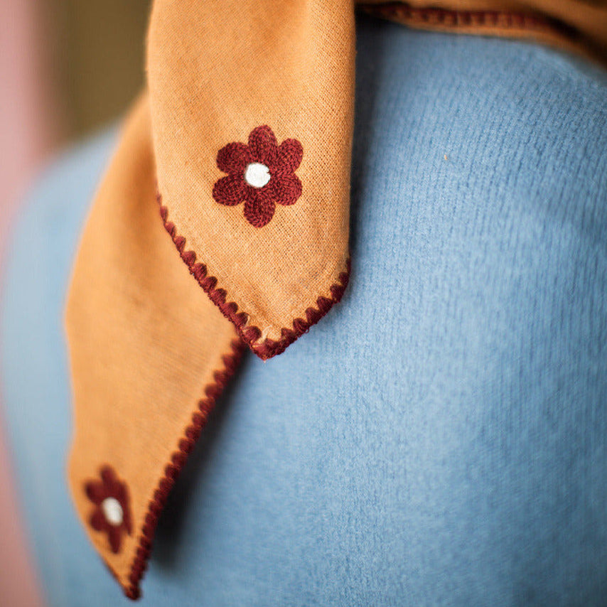 Chainstitch Silk Noil Bandana  | Caramel Field
