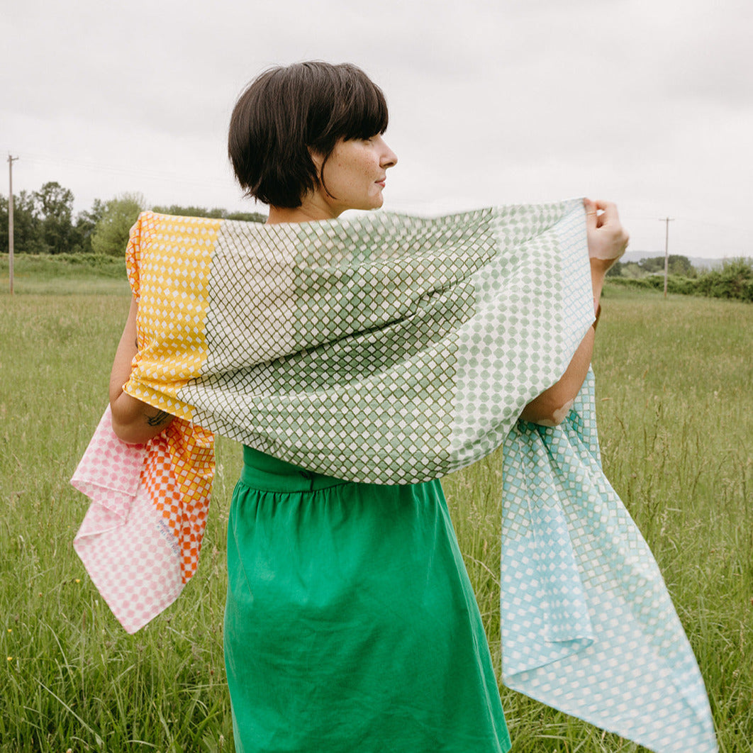 Blockprint Cotton Stole- Franny in Tulip