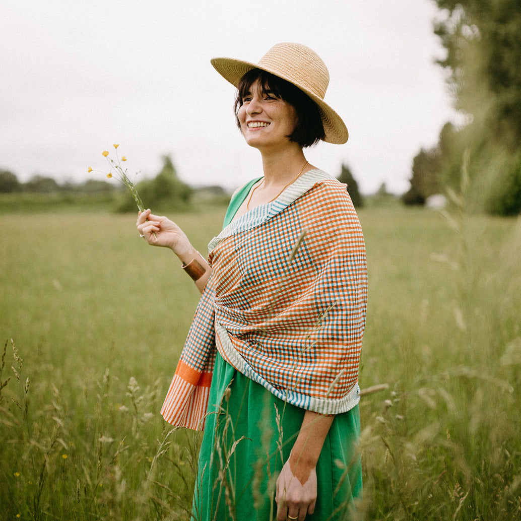 Blockprint Cotton Stole- Roger in Picnic