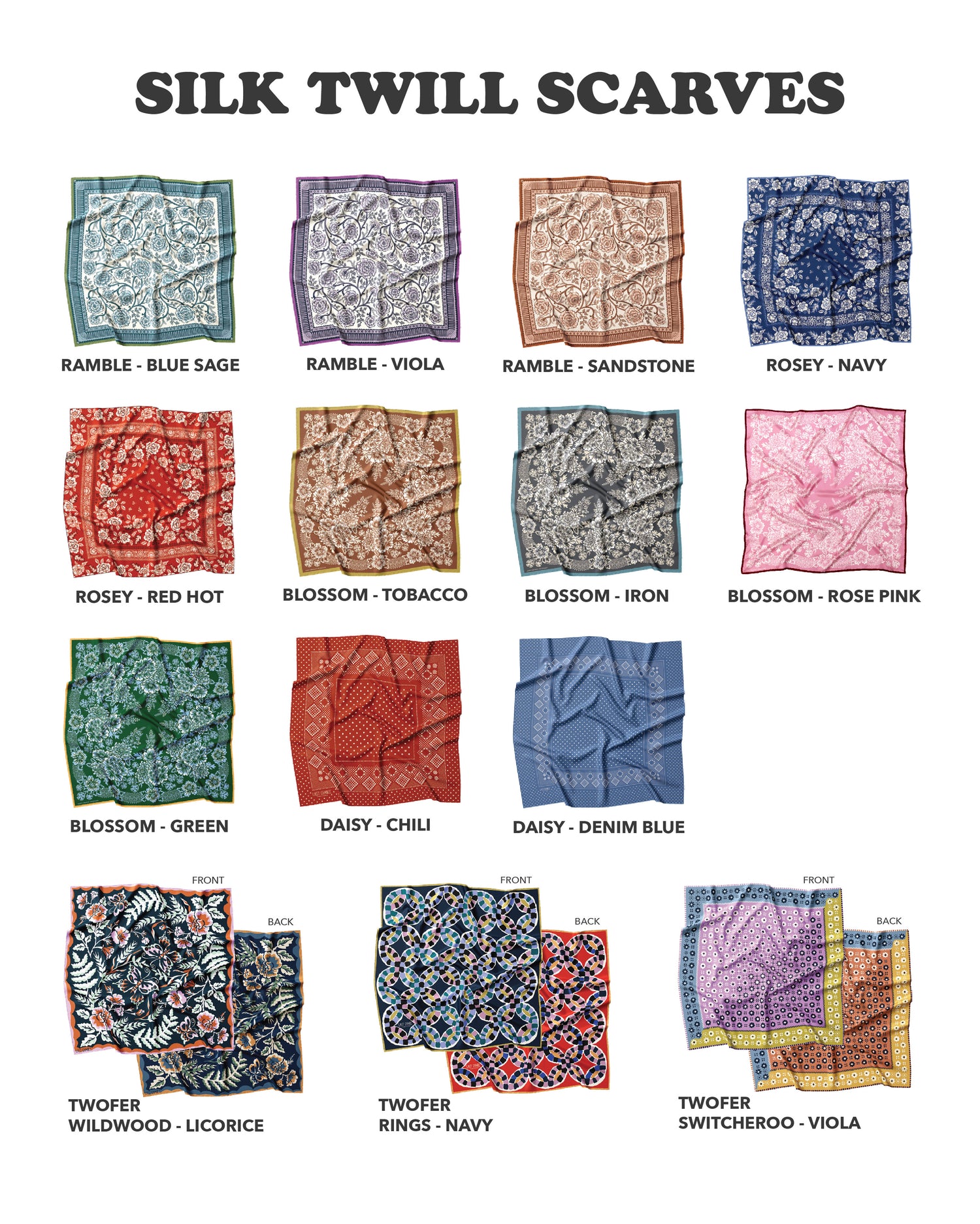 Bundle: 3 Small Silk Twill Scarves