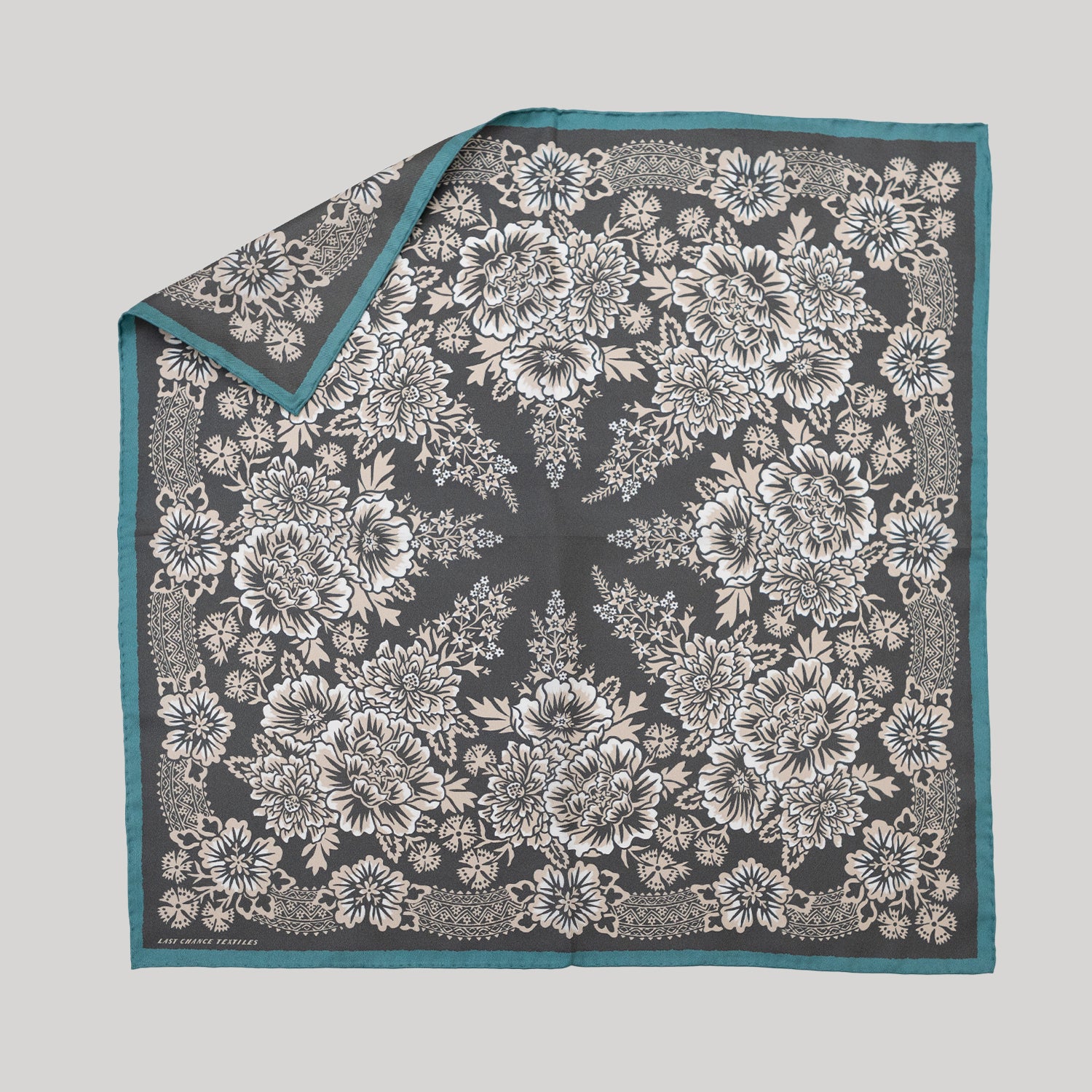 Silk Twill Scarf - Blossom in Iron