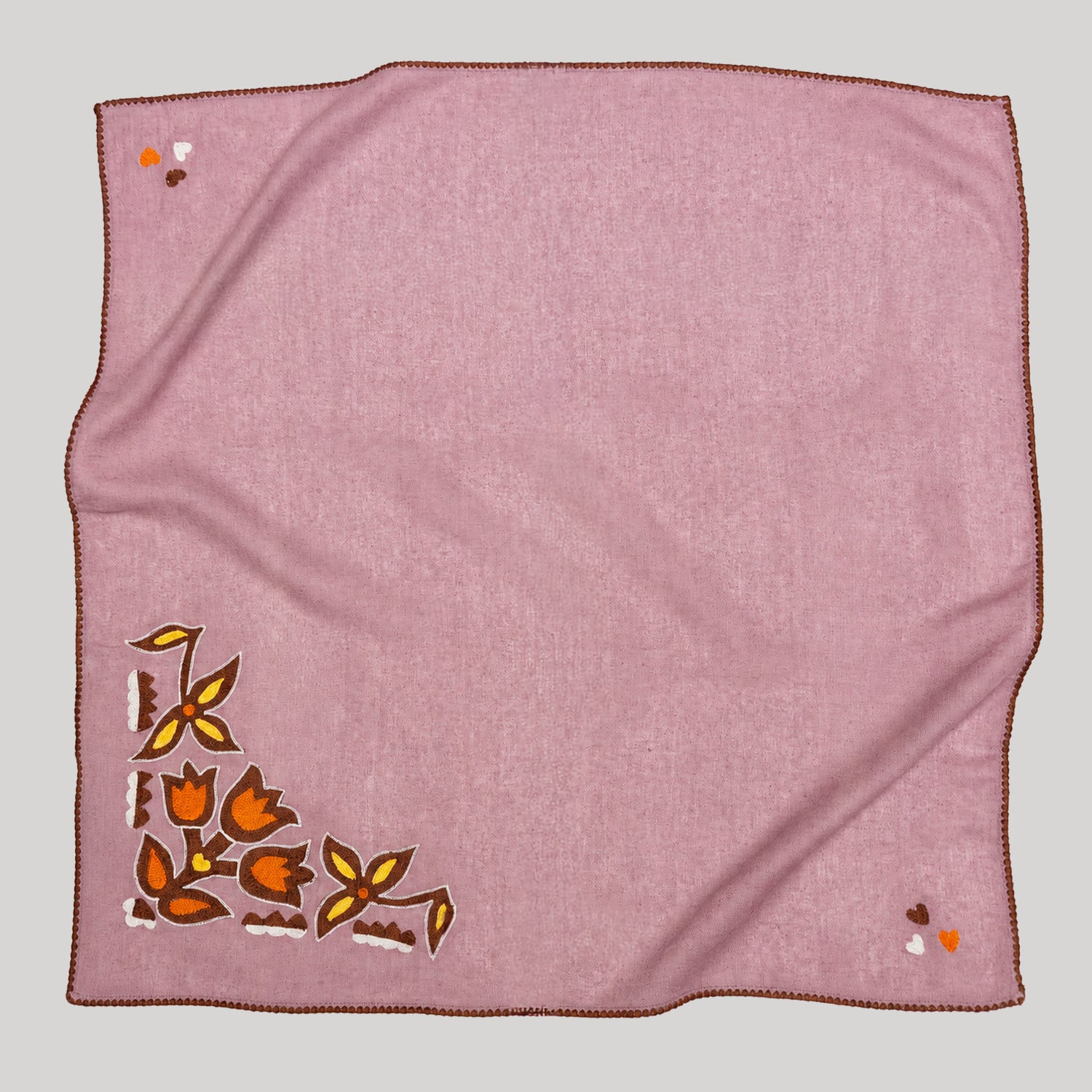 Chainstitch Silk Noil Bandana | Viola Tulips  (PRE-ORDER FEBRUARY DELIVERY)
