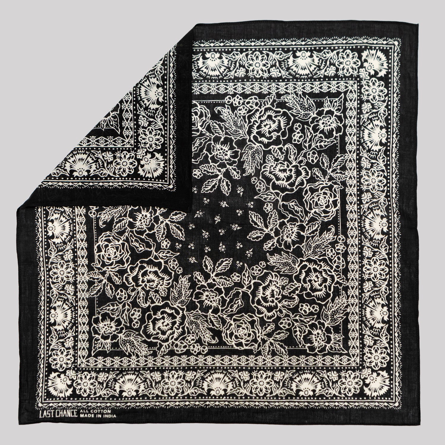 Cotton Rosey Bandana | Black
