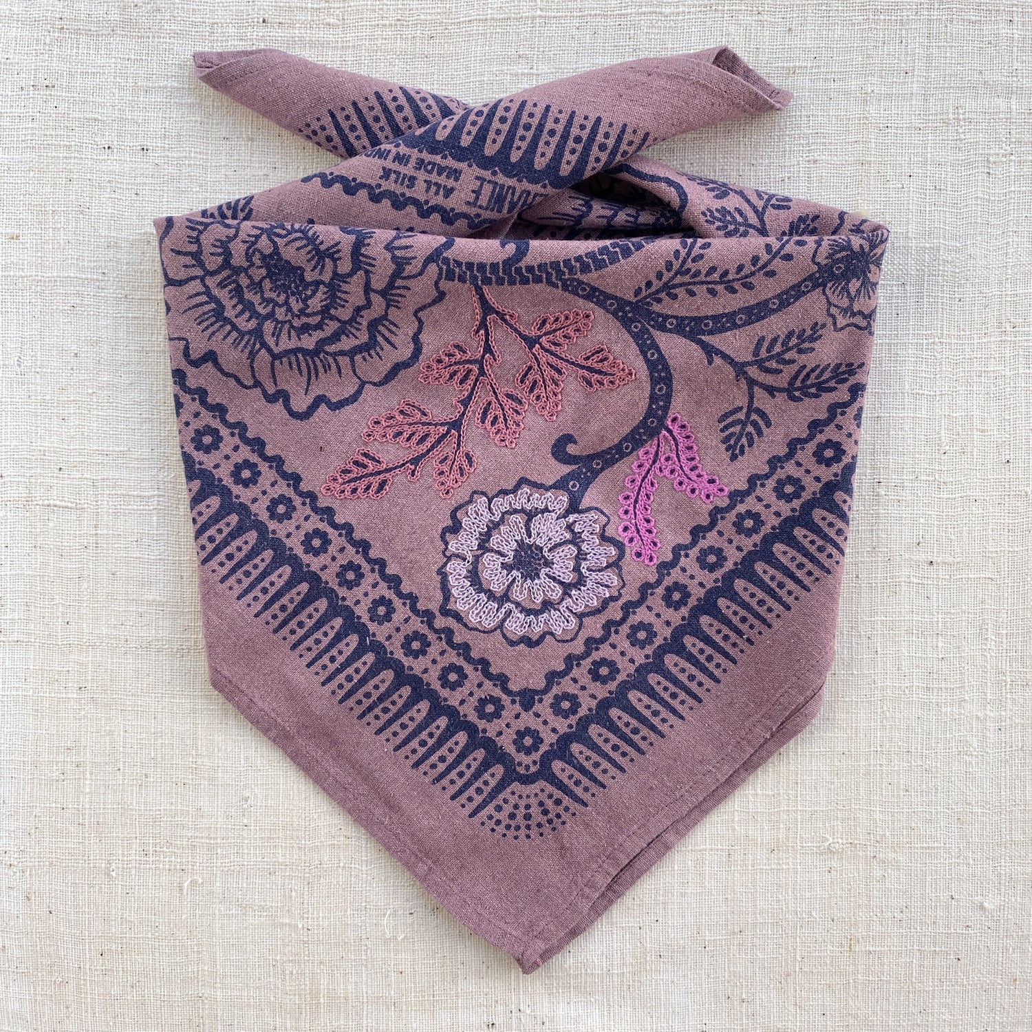 Embroidered Silk Bandana | Ramble - Viola