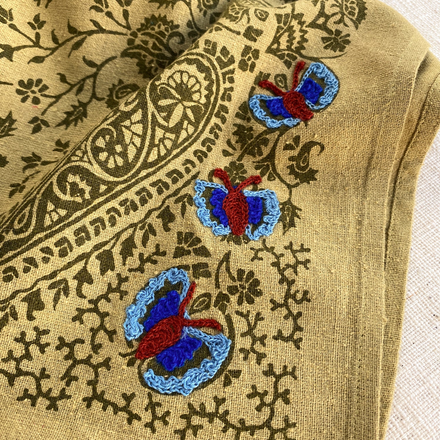 Embroidered Silk Bandana | Paisley Chebula
