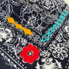Embroidered Cotton Bandana | Rosey - Black