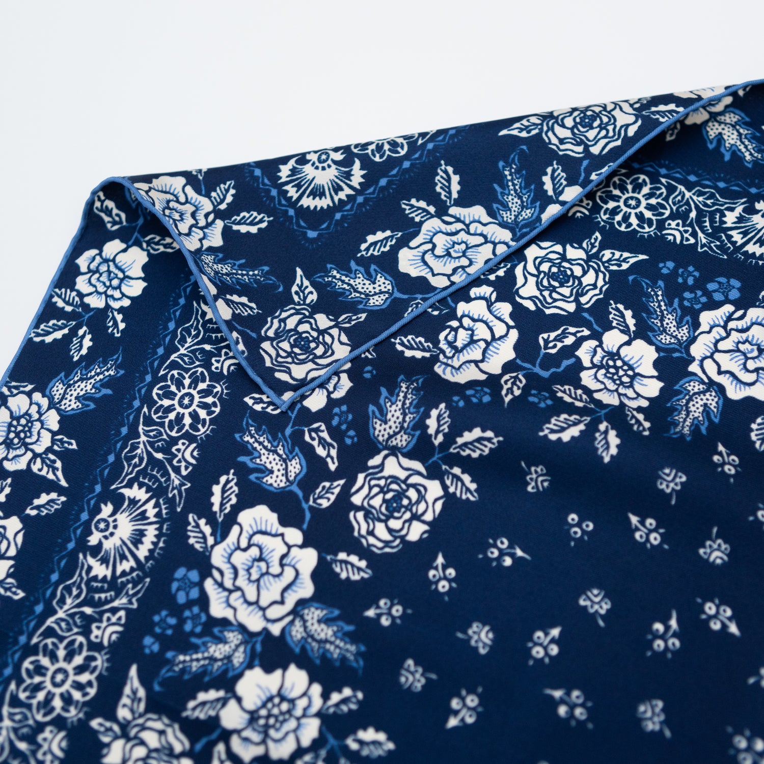 Silk Twill Scarf - Rosey in Navy
