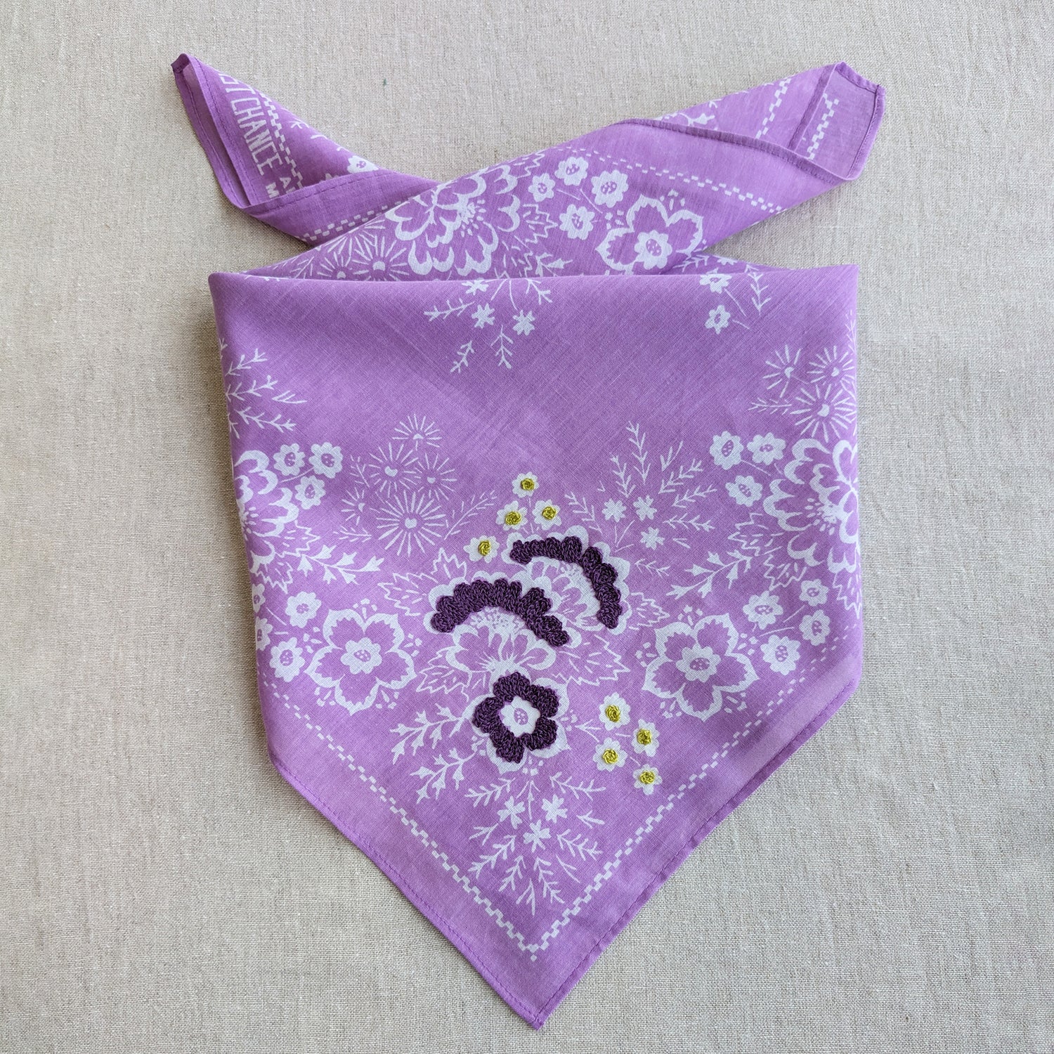 Embroidered Cotton Bandana | Field - Viola