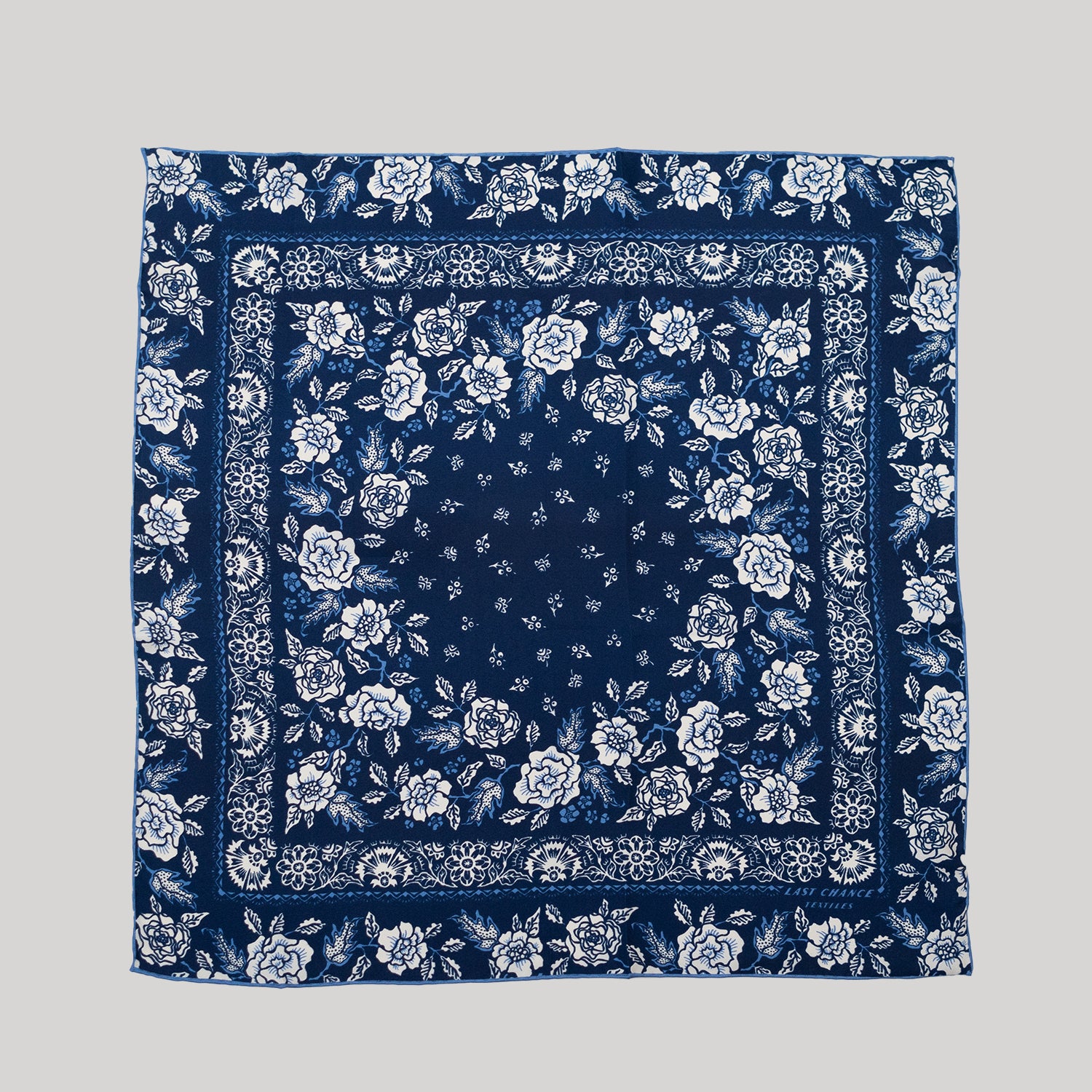 Silk Twill Scarf - Rosey in Navy