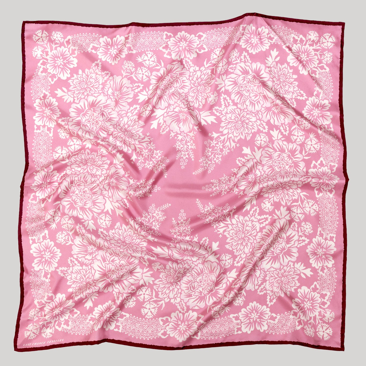 Silk Twill Scarf - Blossom in Rose Pink