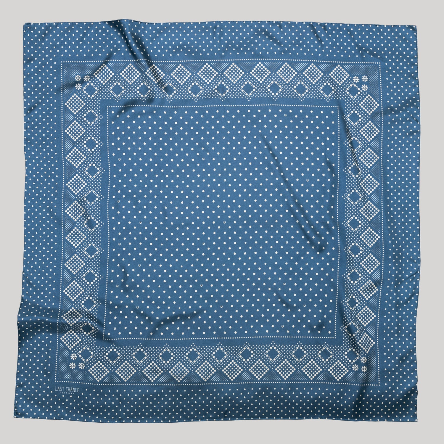 Silk Twill Scarf - Daisy in Denim Blue