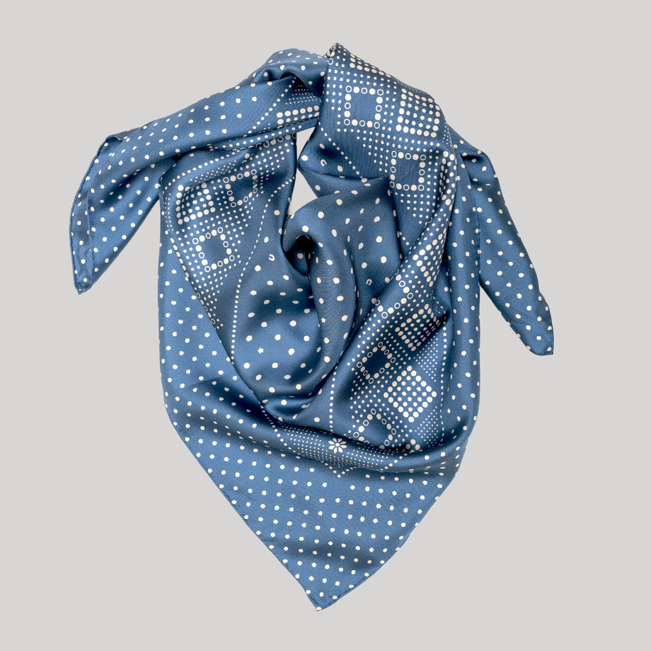 ◇DAKS◇ [Dax Scarf] Blue Chain Print Robe Scarf SilkTwillScarf-