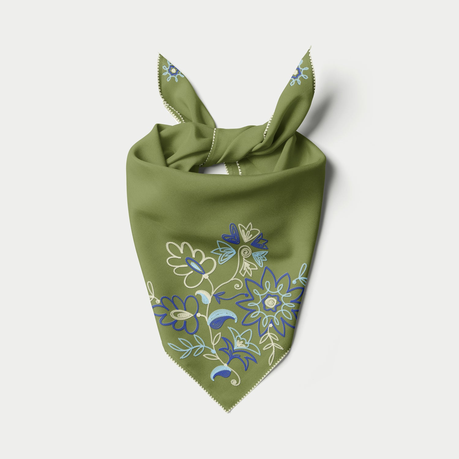 Chainstitch Silk Noil Bandana | Loose Leaf (PRE-ORDER FEBRUARY DELIVERY)