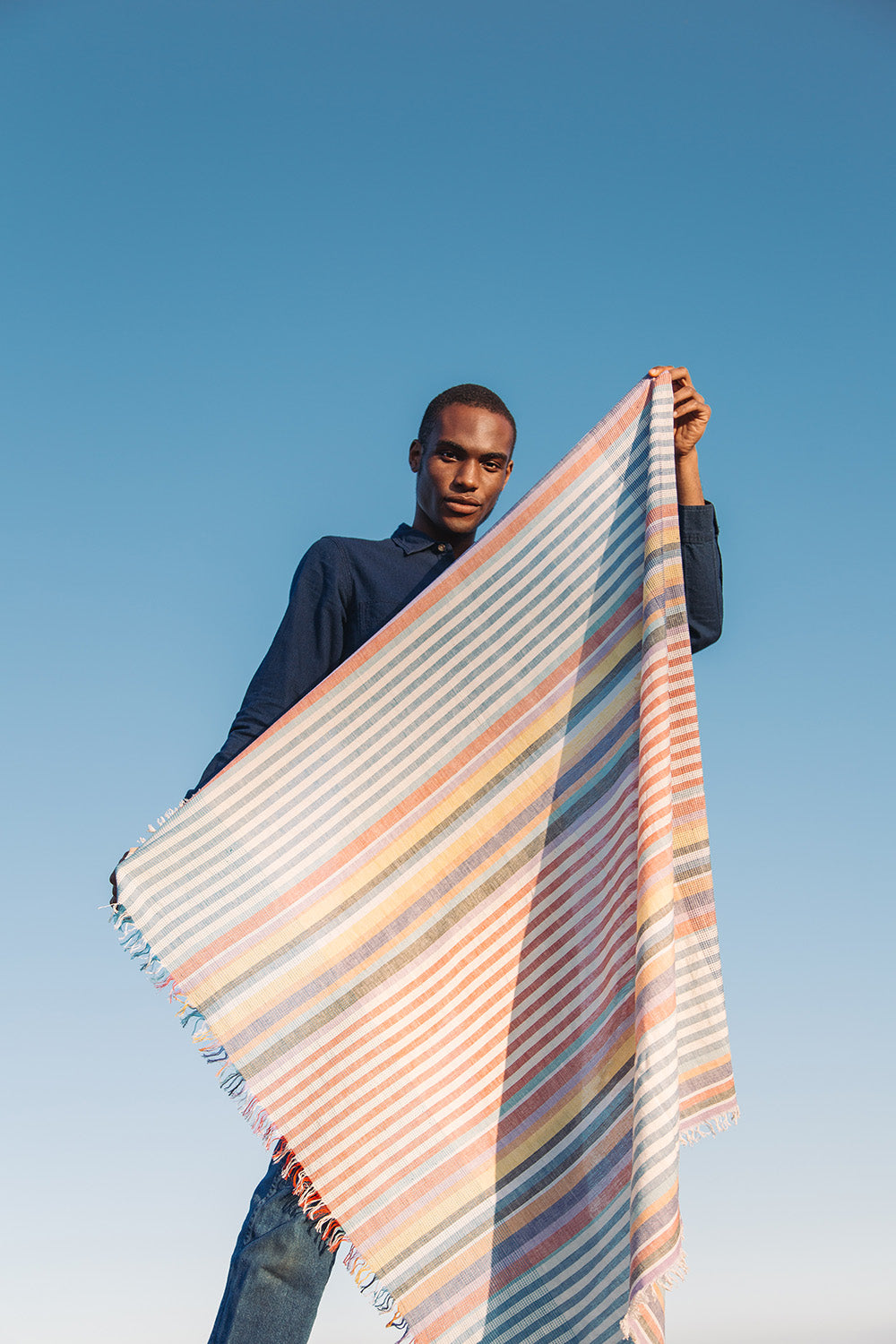 Khadi Cowboy Scarf - Olema in Beach Stripe