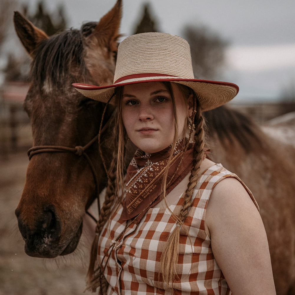 Cotton Checker Bandana | Cocoa | Last Chance Textiles